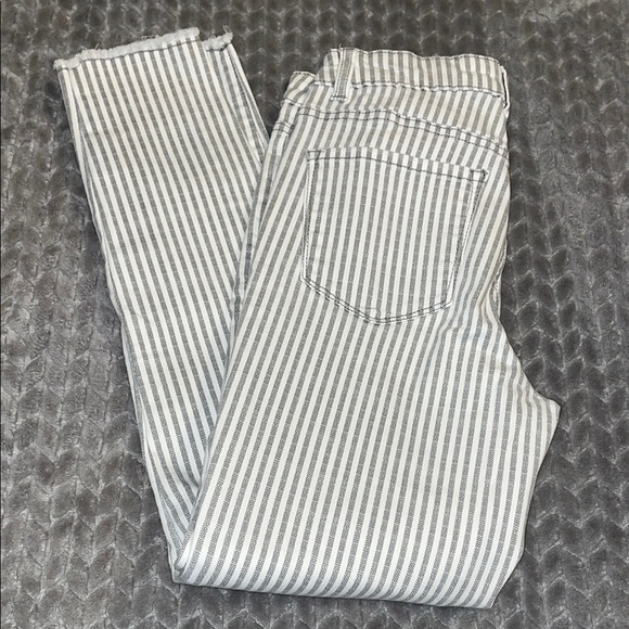Vylette Gray and White Striped Skinny Jeans. Raw/Rough Hem.  Size 7/28W - Picture 1 of 11